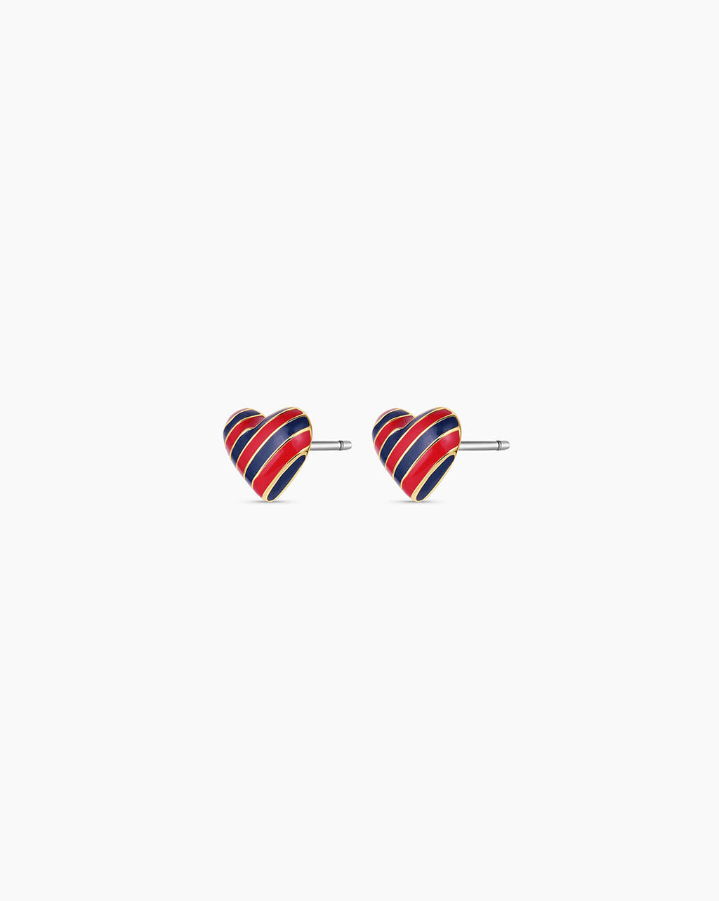 Campbell Enamel Heart Studs || option::18K Gold Plated, Blue