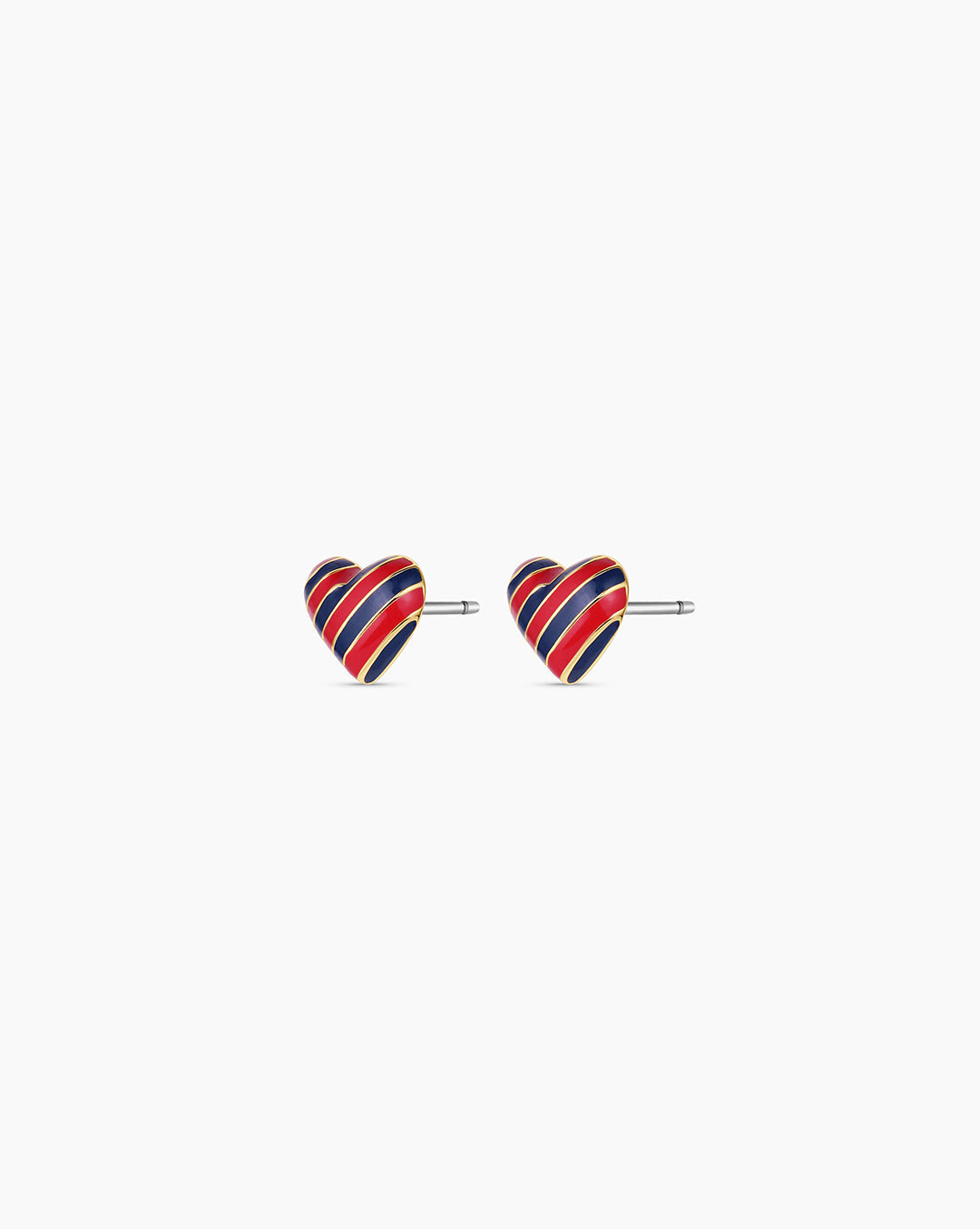 Campbell Enamel Heart Studs || option::18K Gold Plated, Blue