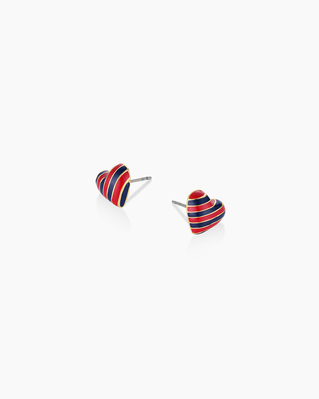 Campbell Enamel Heart Studs || option::18K Gold Plated, Blue