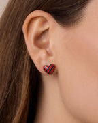 Campbell Enamel Heart Studs || option::18K Gold Plated, Blue