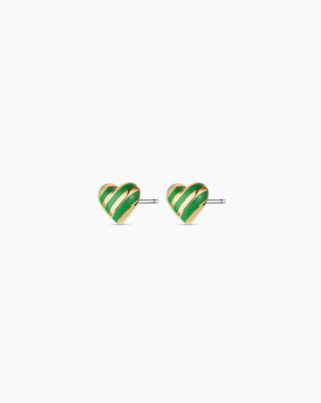 Campbell Enamel Heart Studs || option::18K Gold Plated, Green