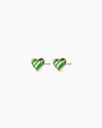 Campbell Enamel Heart Studs || option::18K Gold Plated, Green