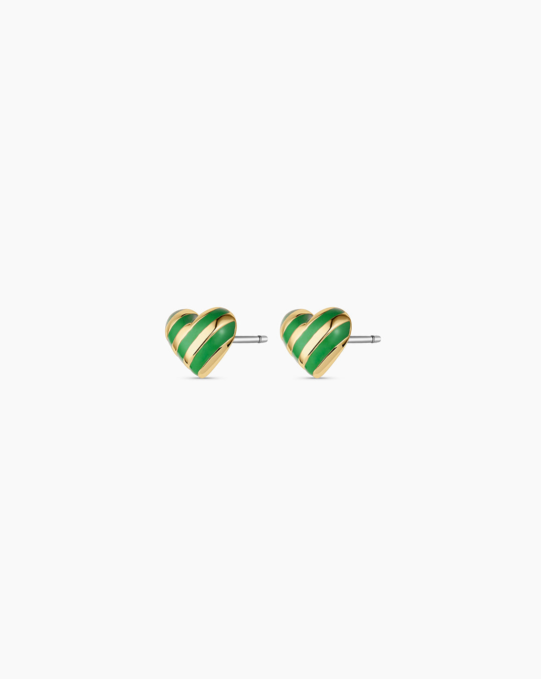 Campbell Enamel Heart Studs || option::18K Gold Plated, Green