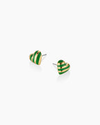 Campbell Enamel Heart Studs || option::18K Gold Plated, Green