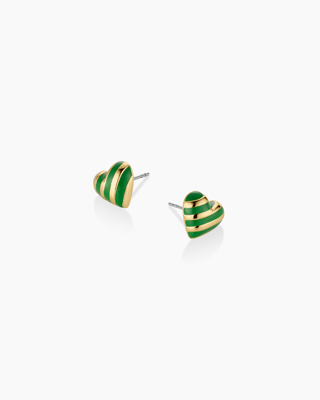Campbell Enamel Heart Studs || option::18K Gold Plated, Green