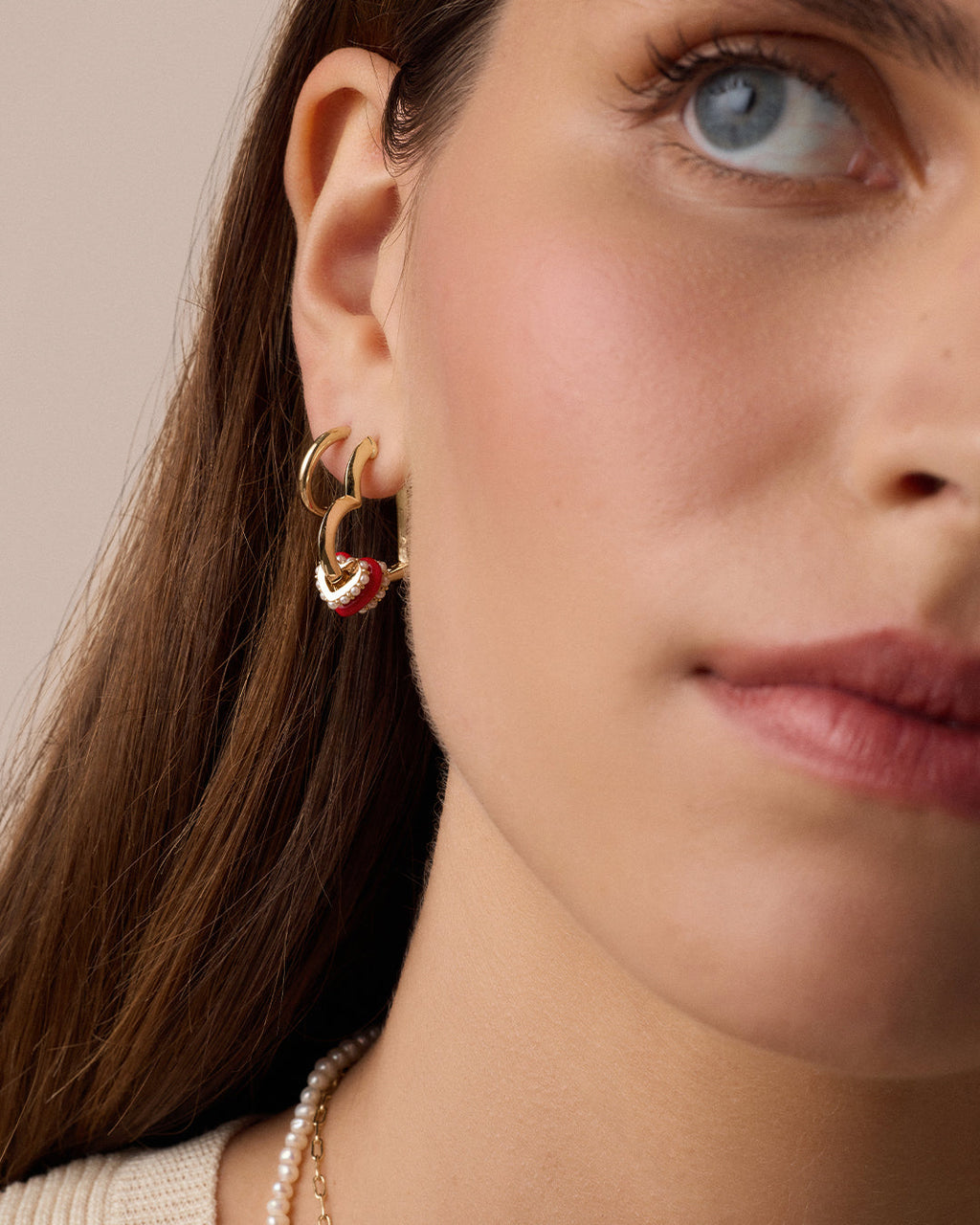 Love Pearl Hoops || option::18K Gold Plated