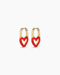 Open Heart Enamel Padlock Huggies || option::18K Gold Plated