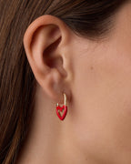 Open Heart Enamel Padlock Huggies || option::18K Gold Plated