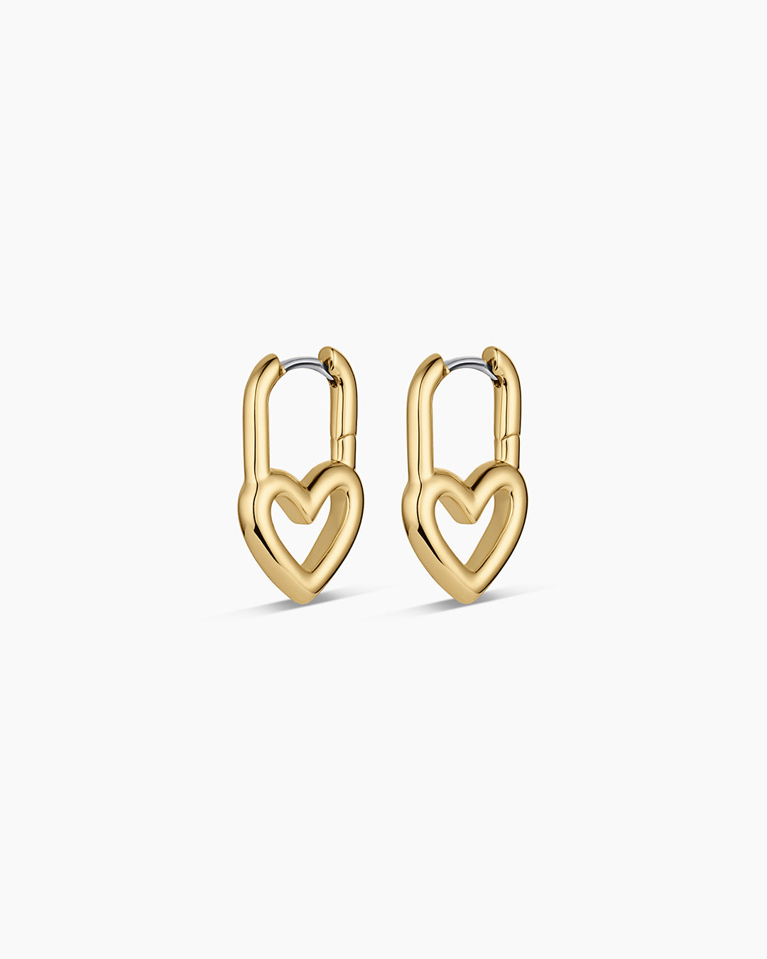 Open Heart Padlock Huggies || option::18K Gold Plated