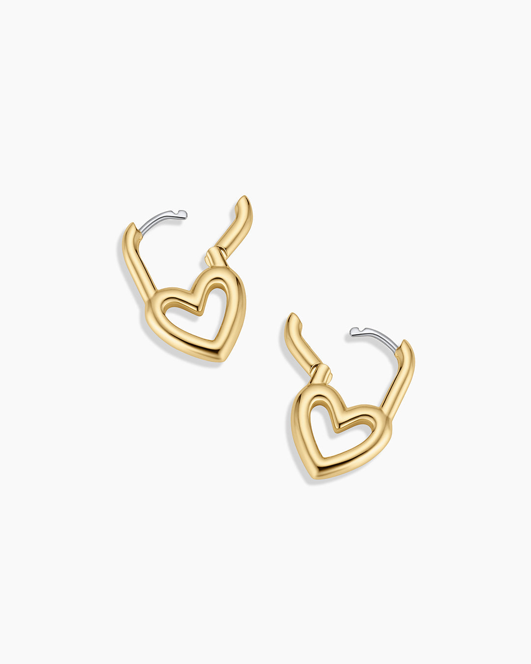 Open Heart Padlock Huggies || option::18K Gold Plated