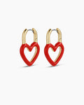 Open Heart Enamel Padlock Hoops || option::18K Gold Plated