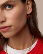 Open Heart Enamel Padlock Hoops || option::18K Gold Plated