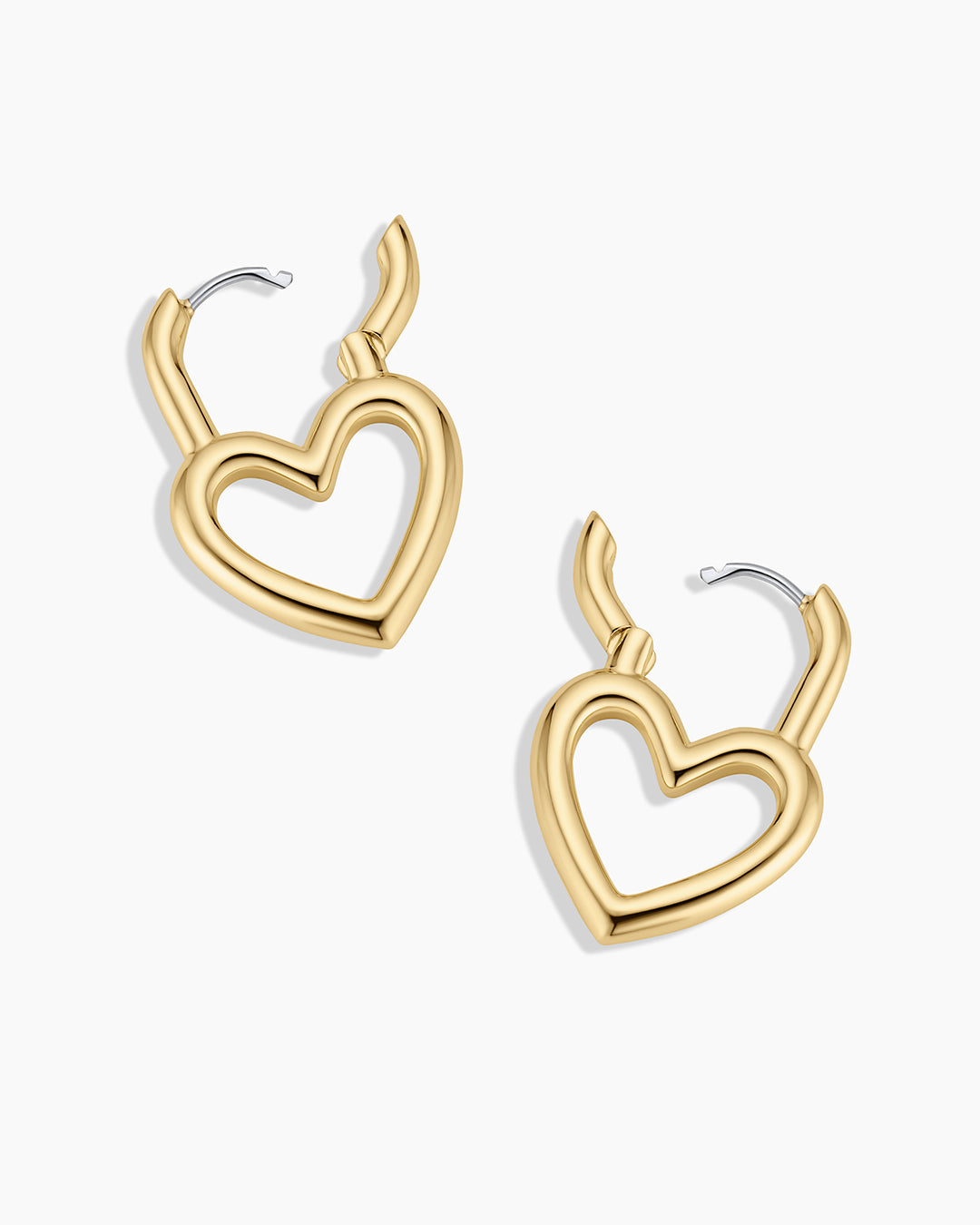 Open Heart Padlock Hoops || option::18K Gold Plated