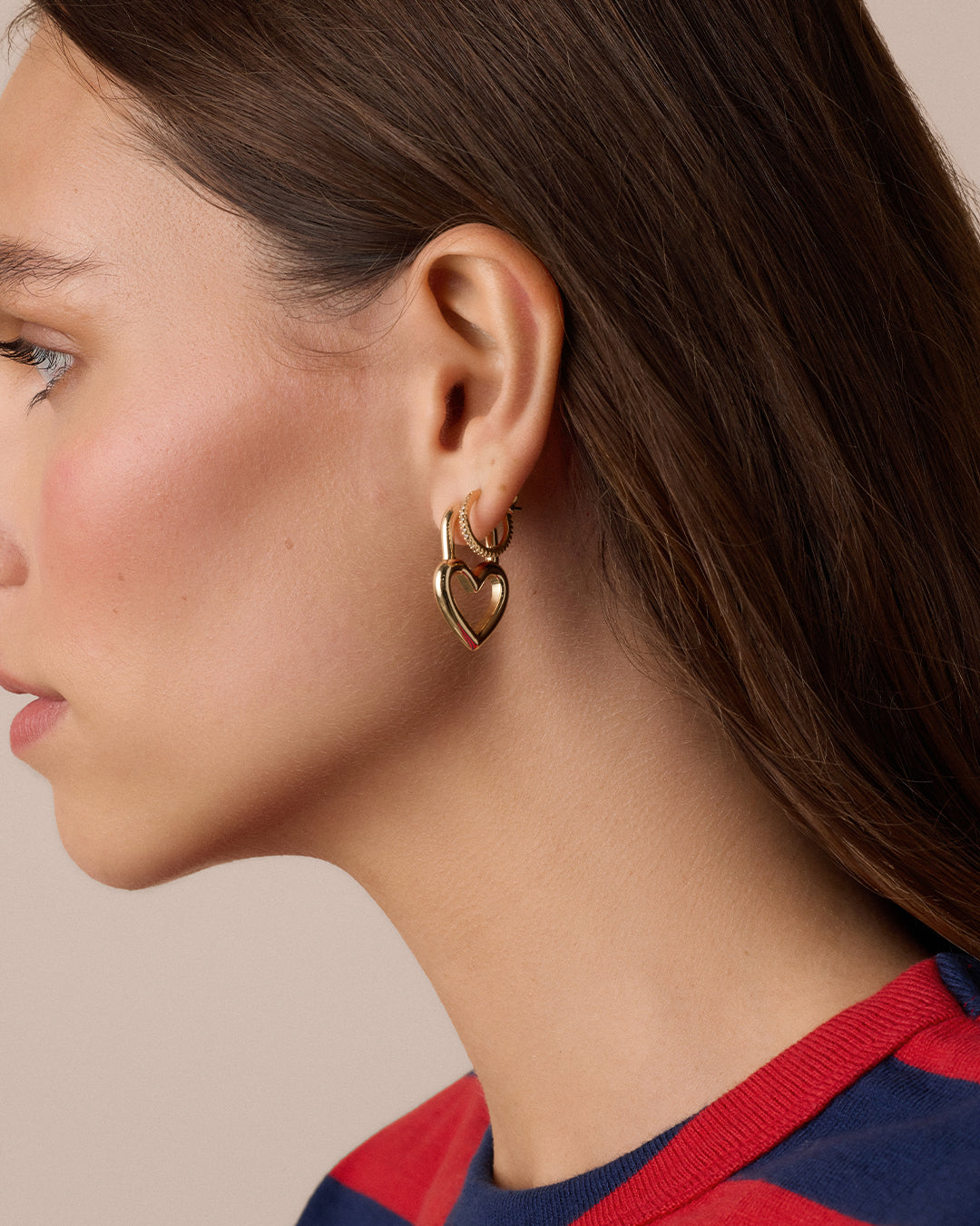 Open Heart Padlock Hoops || option::18K Gold Plated