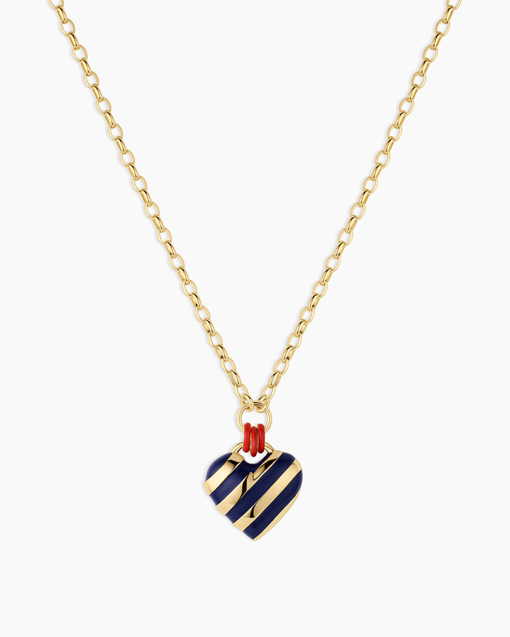 Campbell Enamel Heart Pendant Necklace || option::18K Gold Plated, Blue
