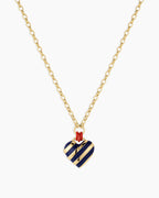 Campbell Enamel Heart Pendant Necklace || option::18K Gold Plated, Blue