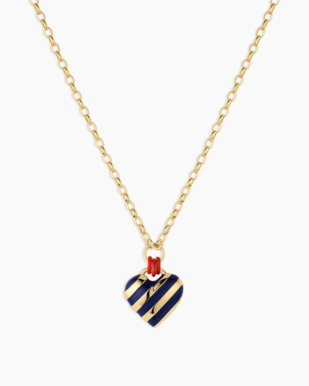Campbell Enamel Heart Pendant Necklace || option::18K Gold Plated, Blue