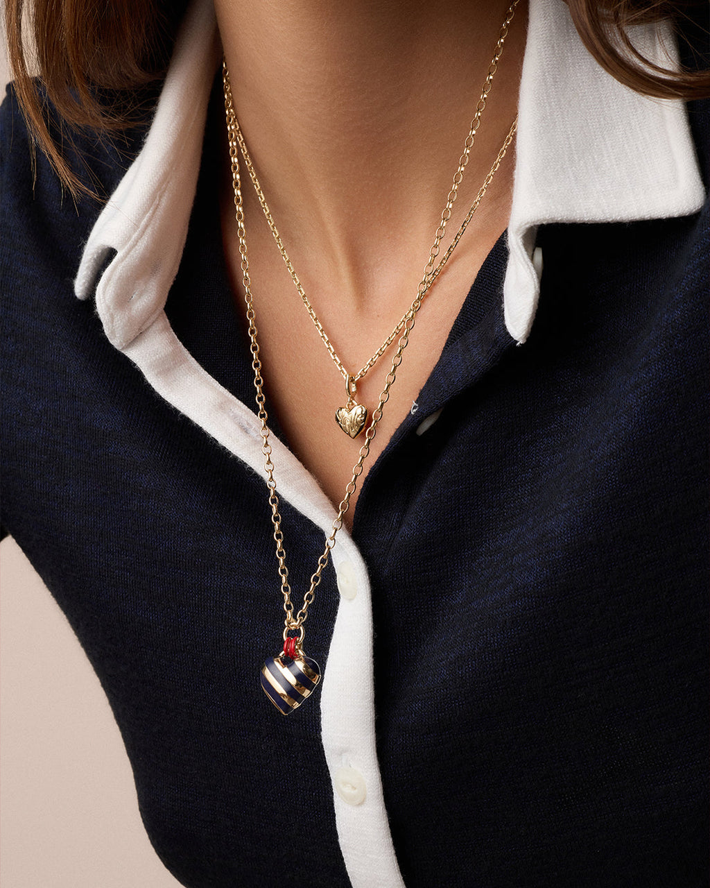 Campbell Enamel Heart Pendant Necklace || option::18K Gold Plated, Blue