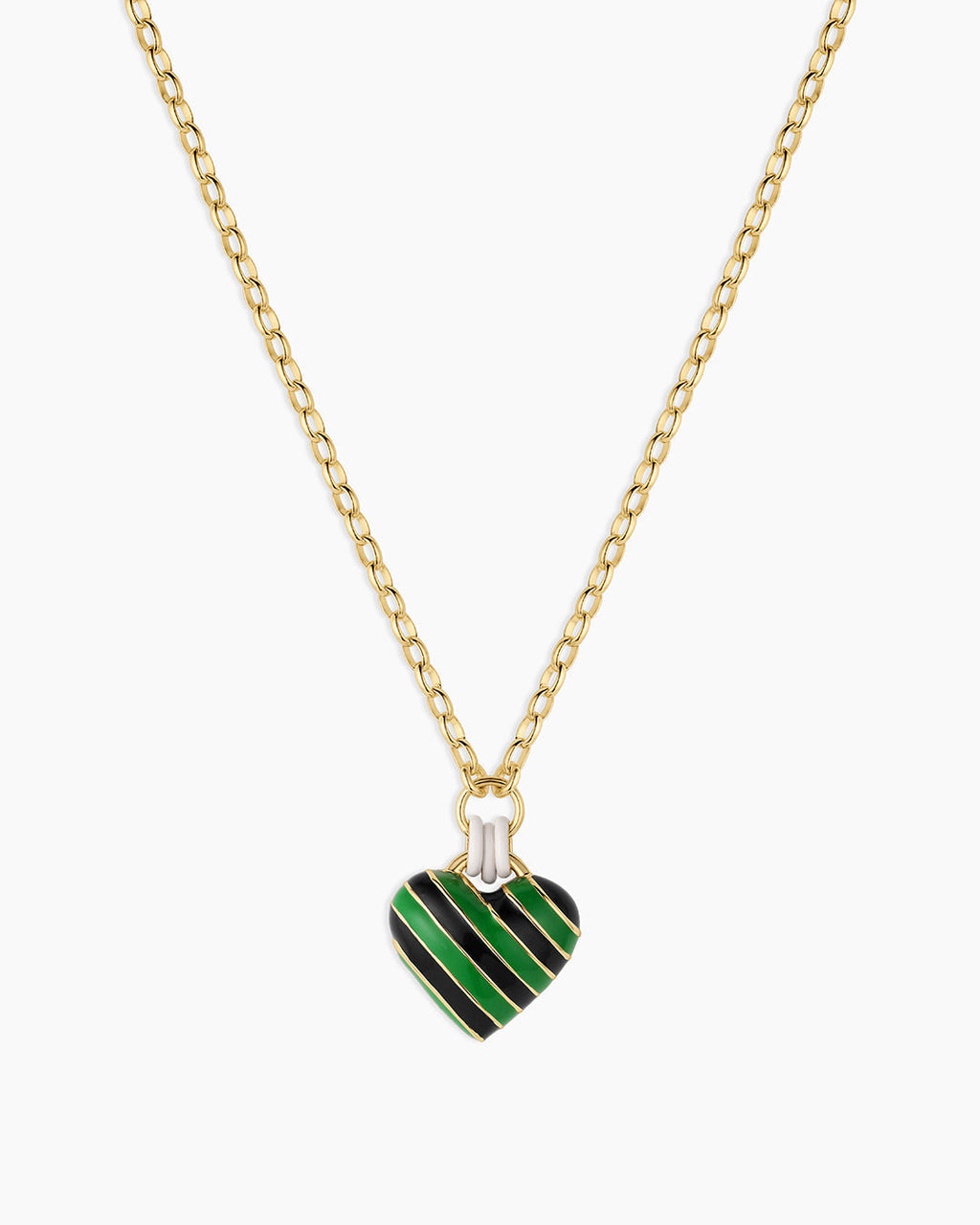 Campbell Enamel Heart Pendant Necklace || option::18K Gold Plated, Green