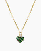 Campbell Enamel Heart Pendant Necklace || option::18K Gold Plated, Green