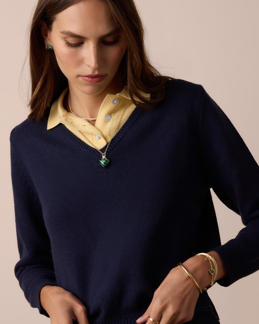 Campbell Enamel Heart Pendant Necklace || option::18K Gold Plated, Green