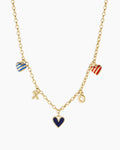 Campbell Heart Charm Necklace || option::18K Gold Plated, Blue