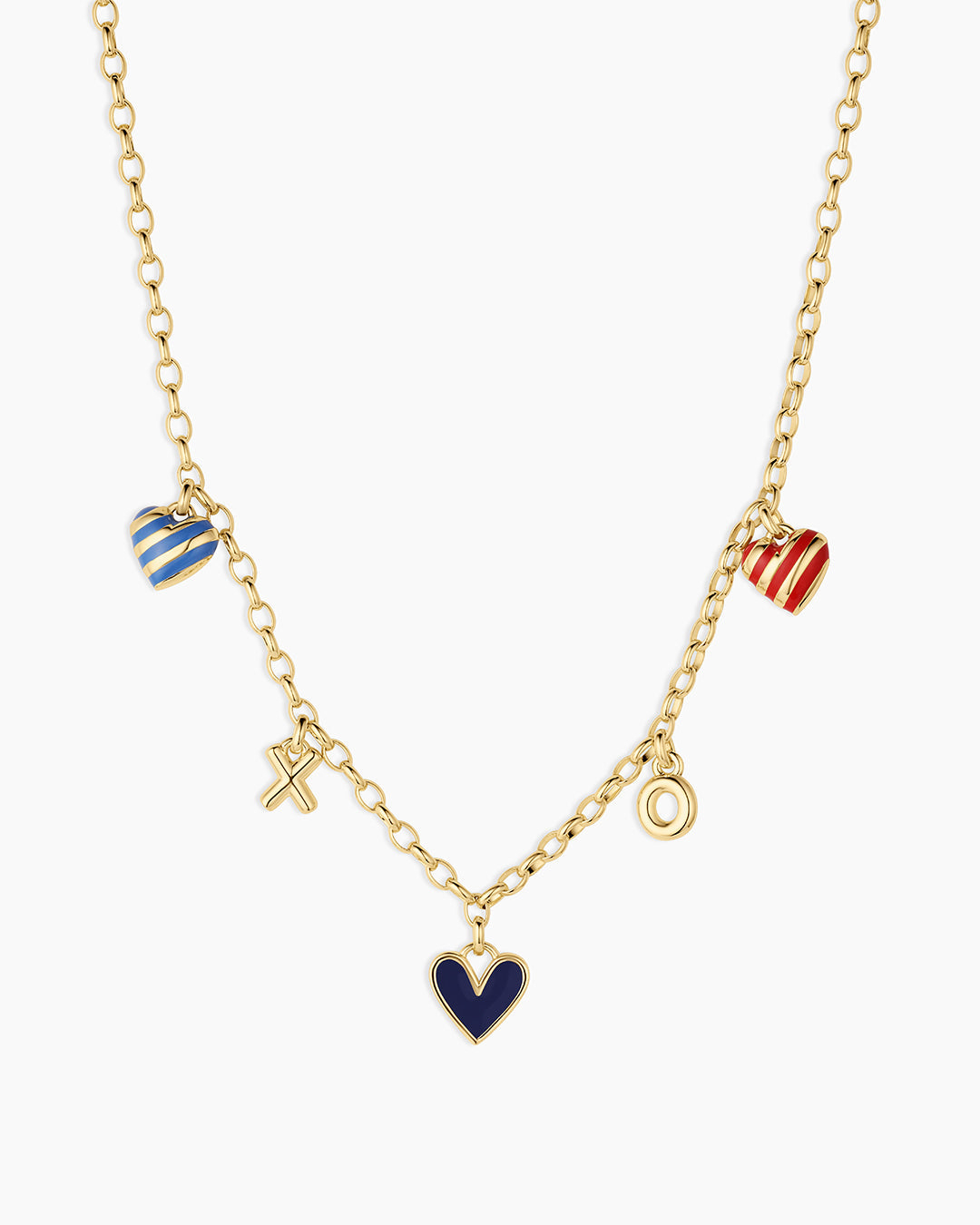 Campbell Heart Charm Necklace || option::18K Gold Plated, Blue