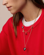 Campbell Heart Charm Necklace || option::18K Gold Plated, Blue