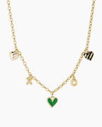 Campbell Heart Charm Necklace || option::18K Gold Plated, Green