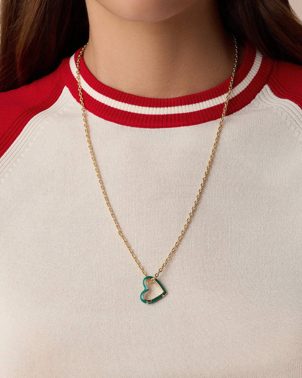 Heart Carabiner Charm || option::18K Gold Plated, Green