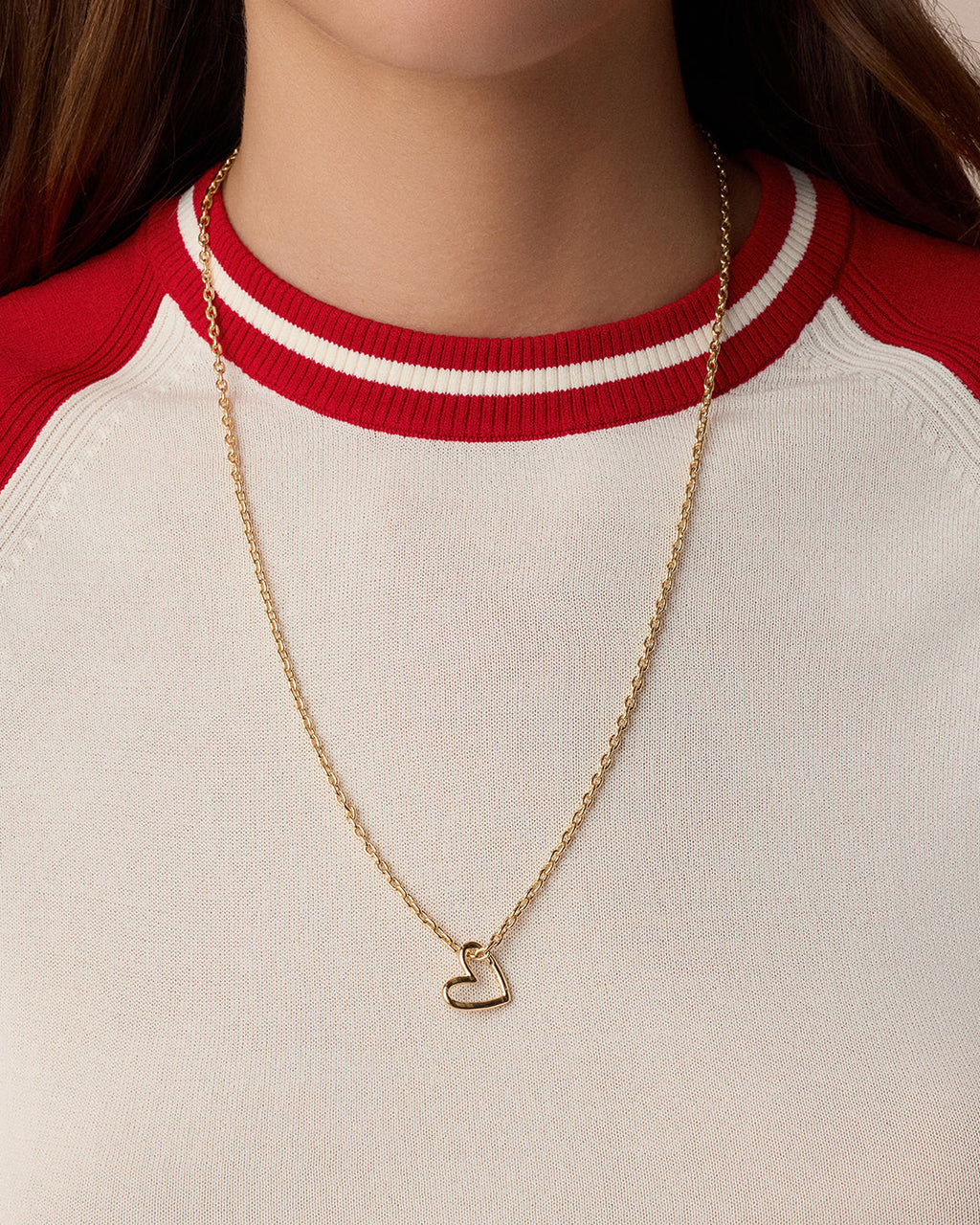 Delicate Heart Carabiner Charm || option::18K Gold Plated
