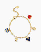 Campbell Heart Charm Bracelet || option::18K Gold Plated, Blue