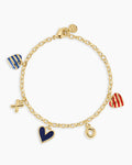 Campbell Heart Charm Bracelet || option::18K Gold Plated, Blue