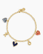 Campbell Heart Charm Bracelet || option::18K Gold Plated, Blue