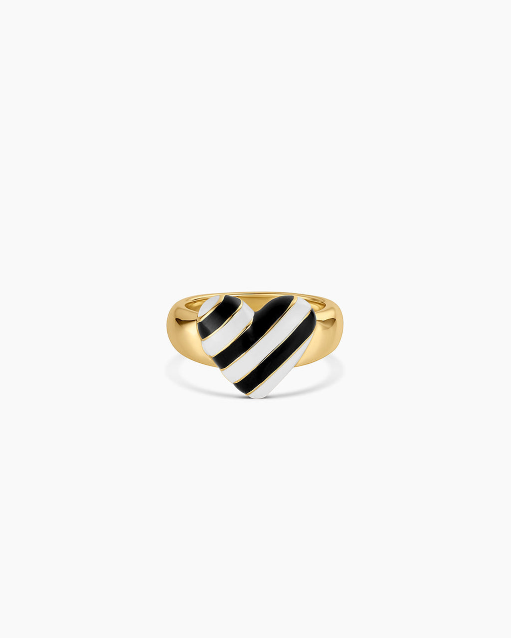 Campbell Enamel Heart Ring || option::18K Gold Plated, Black