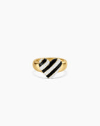 Campbell Enamel Heart Ring || option::18K Gold Plated, Black