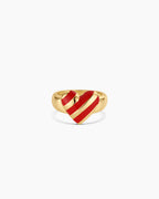 Campbell Enamel Heart Ring || option::18K Gold Plated, Red