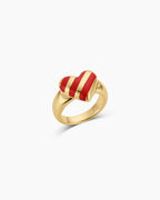 Campbell Enamel Heart Ring || option::18K Gold Plated, Red