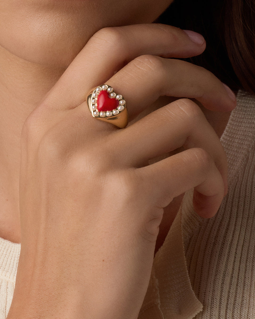Love Pearl Ring || option::18K Gold Plated