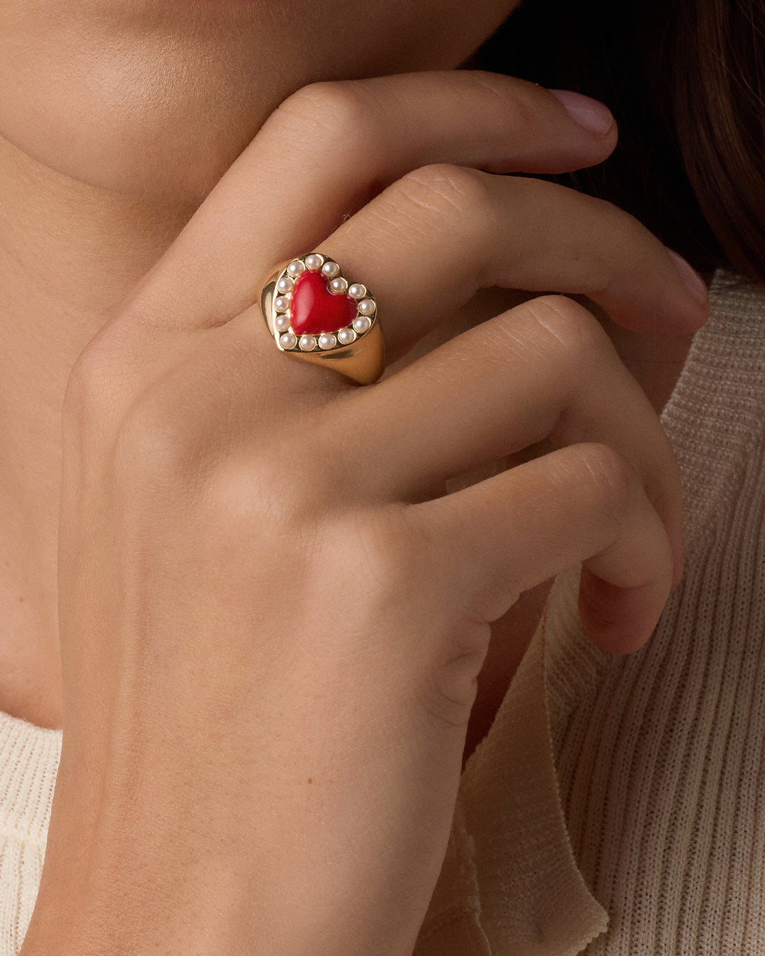 Love Pearl Ring || option::18K Gold Plated