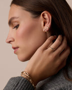 14K Gold Everyday Oval Single Huggie || option::14K Solid Gold, 12mm