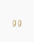 14K Gold Everyday Oval Huggies || option::14K Solid Gold, 9mm
