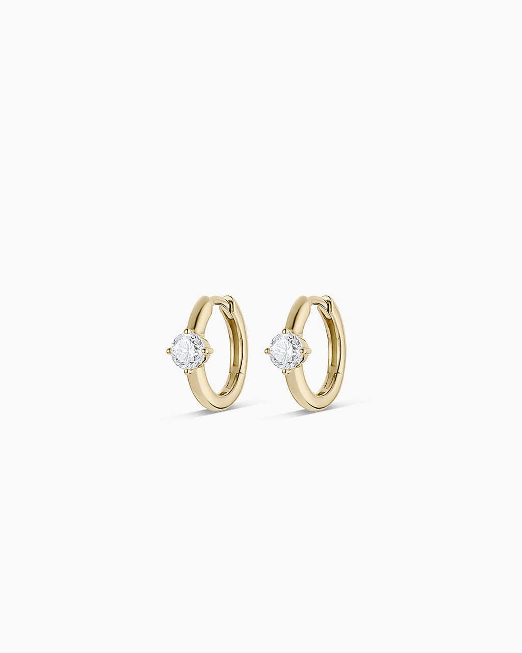 Lab Grown Diamond Solitaire Huggies || option::14K Solid Gold