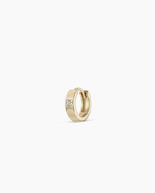 Diamond Love Rose Single Huggie || option::14K Solid Gold