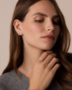 Diamond Love Rose Single Huggie || option::14K Solid Gold