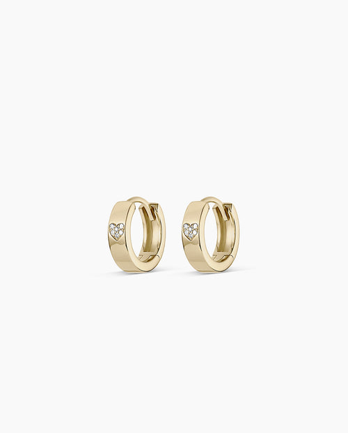Diamond Love Rose Huggies || option::14K Solid Gold