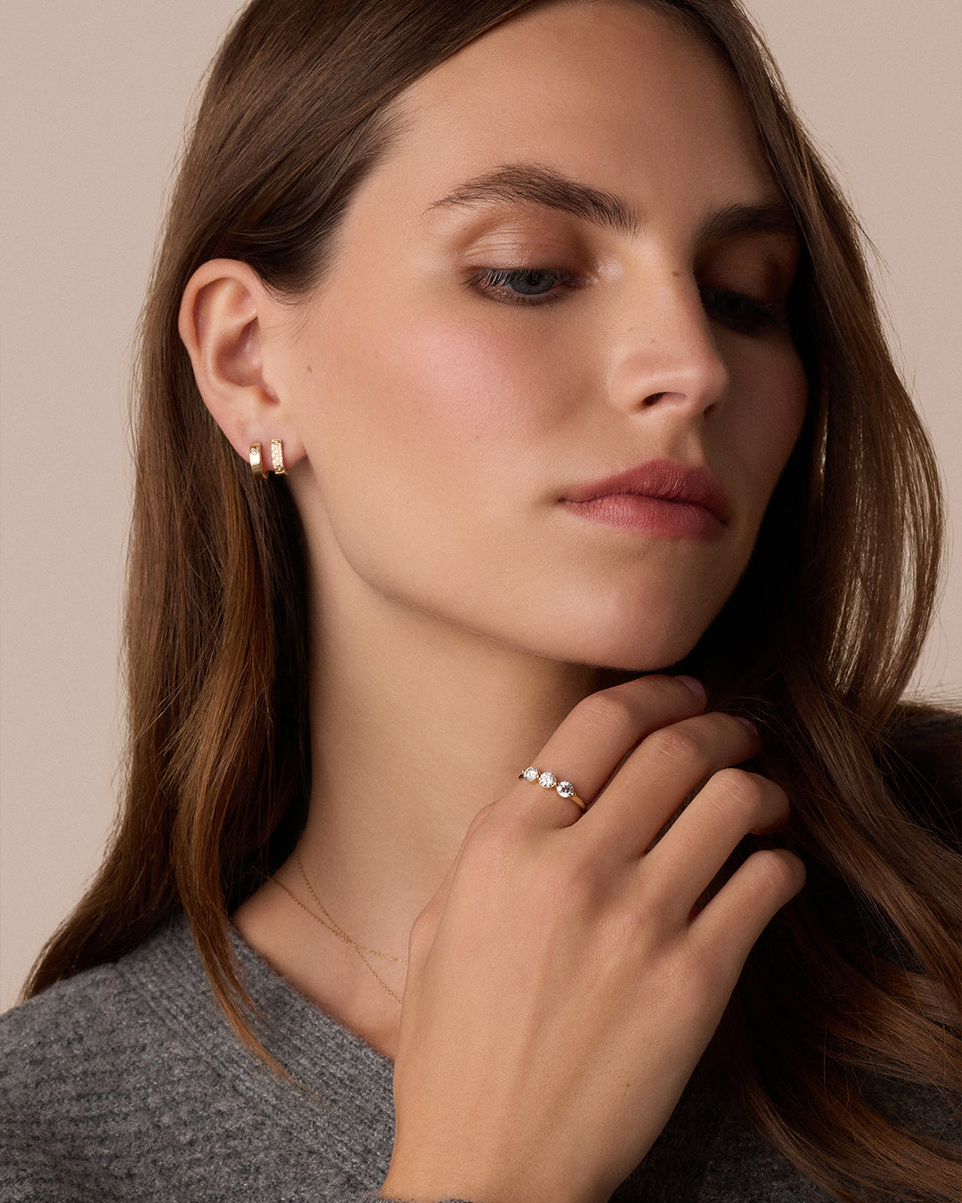 Diamond Love Rose Huggies || option::14K Solid Gold