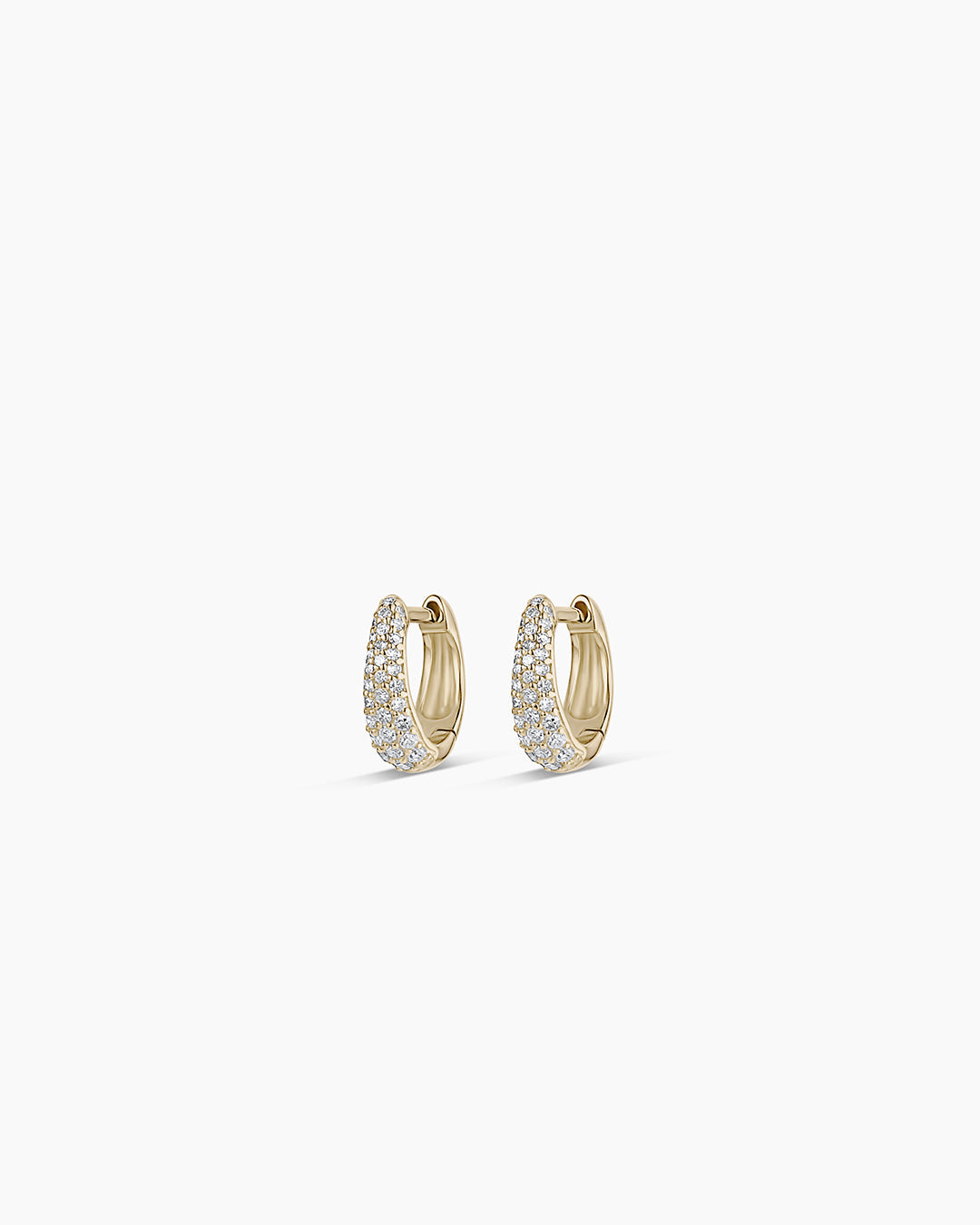 Diamond Banks Huggies || option::14K Solid Gold, 8mm