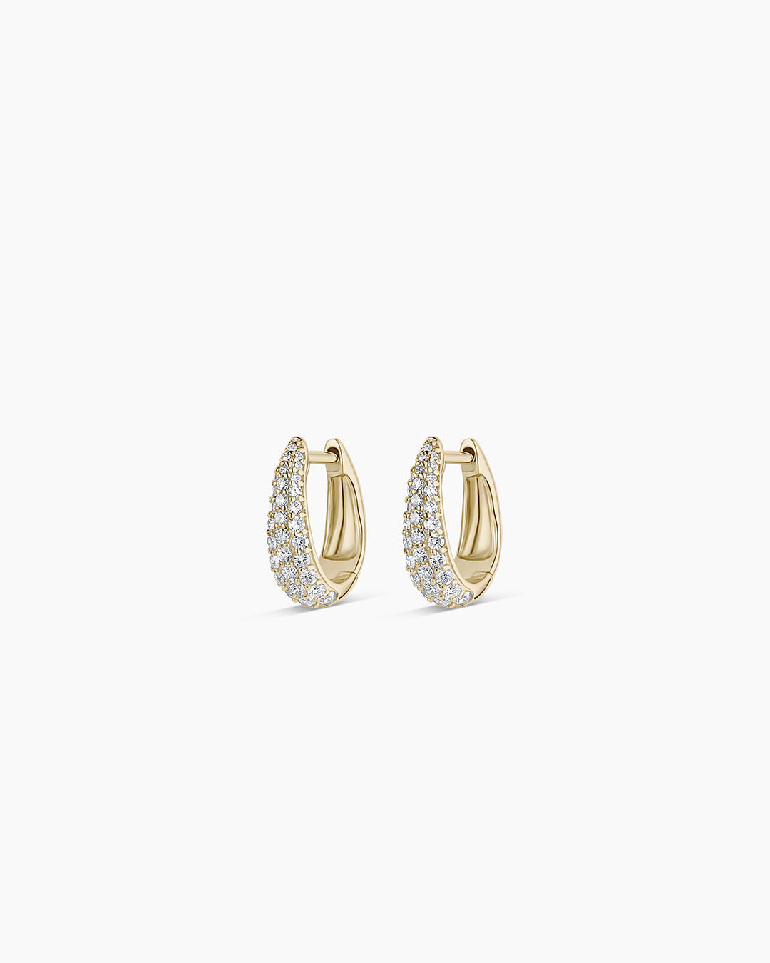 Diamond Banks Huggies || option::14K Solid Gold, 11mm