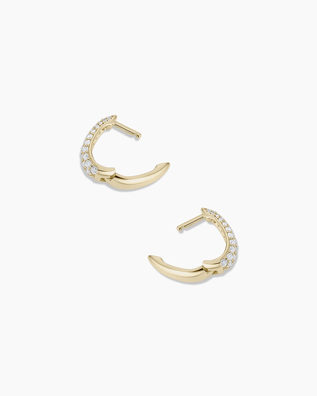 Diamond Banks Huggies || option::14K Solid Gold, 11mm